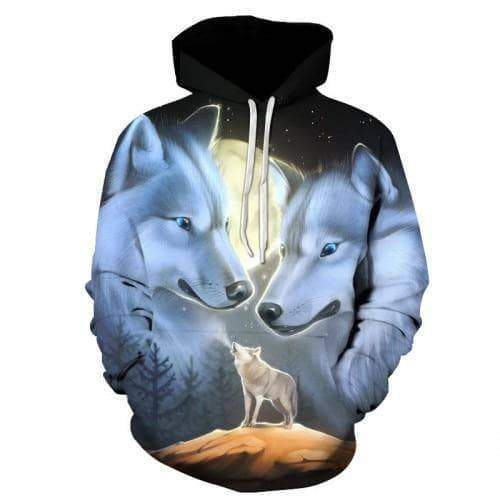 VIKING LAIR picture color 1 / S Two Wolves and One Howling  Sweatshirt