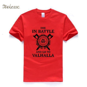 VIKING LAIR red 2 / S Die In Battle And Go To Valhalla Tshirt