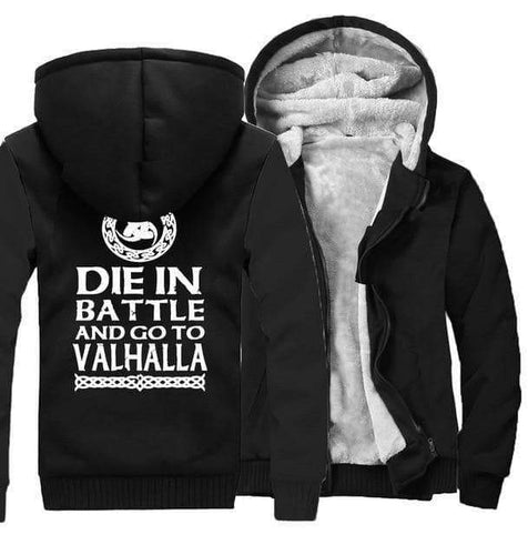 VIKING LAIR Sweatshirt black / M(US)/XL Thick Winter Die in Battle and Go to Valhalla Sweatshirt + Hoodie