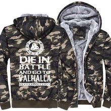 Load image into Gallery viewer, VIKING LAIR Sweatshirt Camouflage / M(US)/XL Thick Winter Die in Battle and Go to Valhalla Sweatshirt + Hoodie