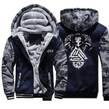 Load image into Gallery viewer, VIKING LAIR Sweatshirt Dark Blue 5 / XXXL Viking Camo Odin Valknut Sweatshirt + Hoodie