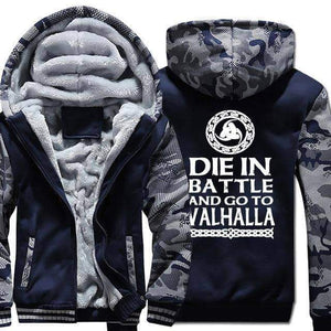 VIKING LAIR Sweatshirt dark blue / M(US)/XL Thick Winter Die in Battle and Go to Valhalla Sweatshirt + Hoodie