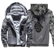 Load image into Gallery viewer, VIKING LAIR Sweatshirt Dark Gray 1 / 5XL Viking Camo Odin Valknut Sweatshirt + Hoodie