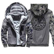 Load image into Gallery viewer, VIKING LAIR Sweatshirt Dark Gray 1 / XL Viking Camo Vegvisir Sweatshirt + Hoodie