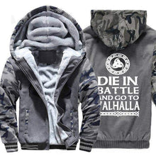 Load image into Gallery viewer, VIKING LAIR Sweatshirt dark gray / M(US)/XL Thick Winter Die in Battle and Go to Valhalla Sweatshirt + Hoodie