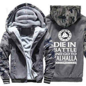 VIKING LAIR Sweatshirt dark gray / M(US)/XL Thick Winter Die in Battle and Go to Valhalla Sweatshirt + Hoodie