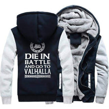 Load image into Gallery viewer, VIKING LAIR Sweatshirt gray darkblue / M(US)/XL Thick Winter Die in Battle and Go to Valhalla Sweatshirt + Hoodie