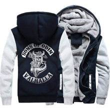 Load image into Gallery viewer, VIKING LAIR Sweatshirt gray-darkblue / XS (US)/L Warm Casual Hooded Sons of Odin Sweatshirt