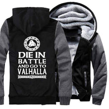 Load image into Gallery viewer, VIKING LAIR Sweatshirt GREY BLACK / M(US)/XL Thick Winter Die in Battle and Go to Valhalla Sweatshirt + Hoodie