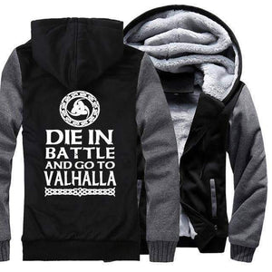 VIKING LAIR Sweatshirt GREY BLACK / M(US)/XL Thick Winter Die in Battle and Go to Valhalla Sweatshirt + Hoodie