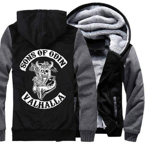 VIKING LAIR Sweatshirt GREY-BLACK / XS (US)/L Warm Casual Hooded Sons of Odin Sweatshirt