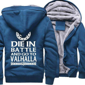 VIKING LAIR Sweatshirt Lake blue / M(US)/XL Thick Winter Die in Battle and Go to Valhalla Sweatshirt + Hoodie