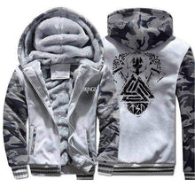 Load image into Gallery viewer, VIKING LAIR Sweatshirt Light Gray 1 / M Viking Camo Odin Valknut Sweatshirt + Hoodie