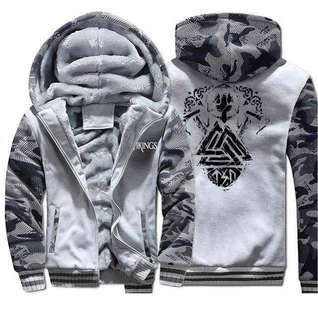 VIKING LAIR Sweatshirt Light Gray 1 / M Viking Camo Odin Valknut Sweatshirt + Hoodie