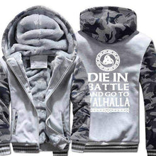 Load image into Gallery viewer, VIKING LAIR Sweatshirt light gray / M(US)/XL Thick Winter Die in Battle and Go to Valhalla Sweatshirt + Hoodie