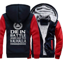 Load image into Gallery viewer, VIKING LAIR Sweatshirt red darkblue / M(US)/XL Thick Winter Die in Battle and Go to Valhalla Sweatshirt + Hoodie