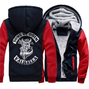 VIKING LAIR Sweatshirt red-darkblue / XS (US)/L Warm Casual Hooded Sons of Odin Sweatshirt