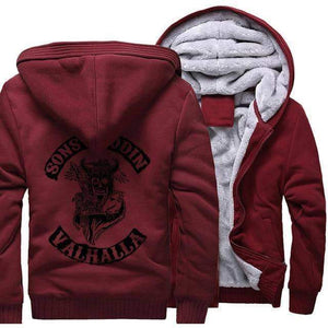 VIKING LAIR Sweatshirt wine-red 1 / XS (US)/L Warm Casual Hooded Sons of Odin Sweatshirt