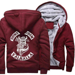 VIKING LAIR Sweatshirt wine-red / XS (US)/L Warm Casual Hooded Sons of Odin Sweatshirt