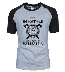VIKING LAIR T-Shirt black gray1 / S Die In Battle And Go To Valhalla Raglan Shirt