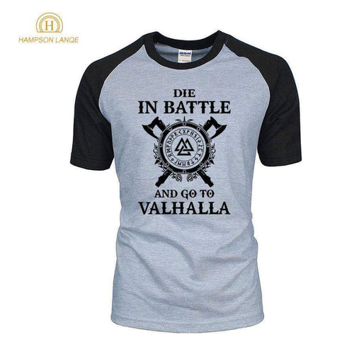 VIKING LAIR T-Shirt Die In Battle And Go To Valhalla Raglan Shirt