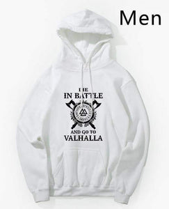 VIKING LAIR White / S Die In Battle And Go To Valhalla Hoodies