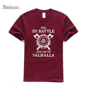 VIKING LAIR wine red / S Die In Battle And Go To Valhalla Tshirt